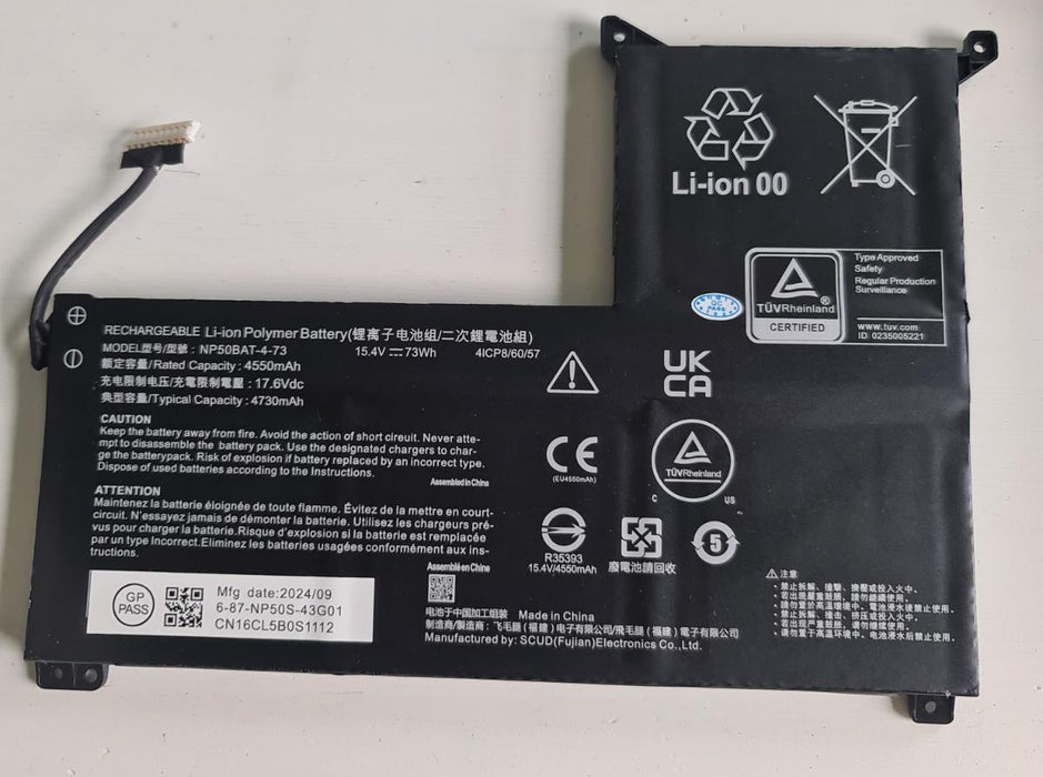 Genuine NP50BAT-4-73 battery for CLEVO NP50SNC XMG Focus 15 17-E23 16-E23 15-E23
