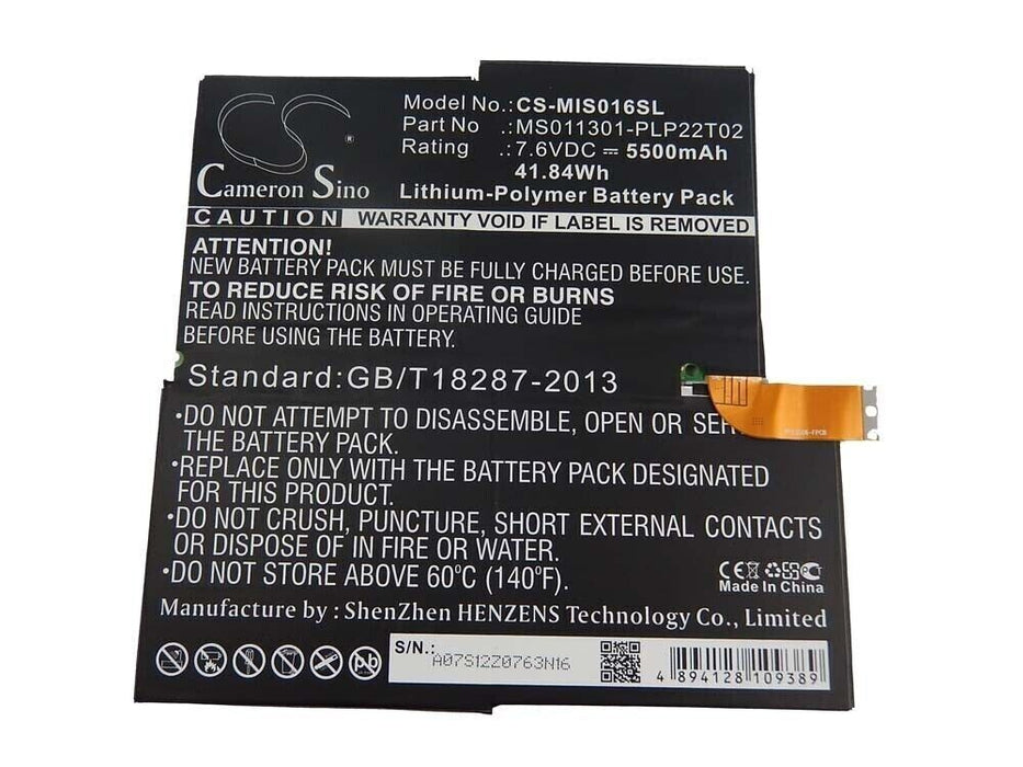 BATTERY 5500mAh for Microsoft 1577-9700 / MS011301-PLP22T02