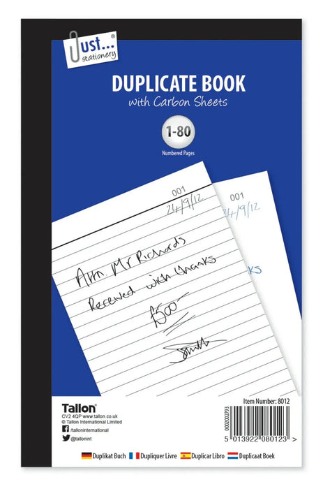 Duplicate Book with Carbon Sheets Full Size 1-80 Numbered Pages