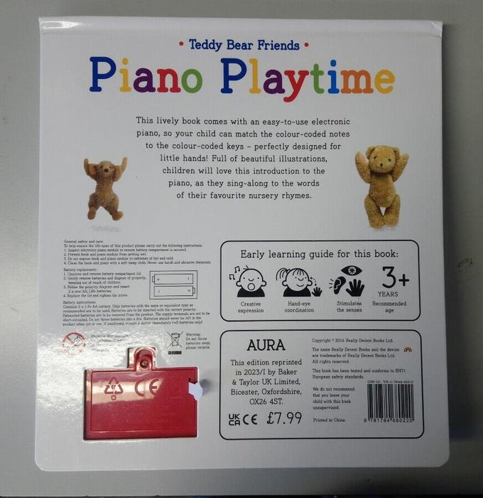 Piano Book Playtime Teddy Bear Friends 7 Easy to Play Nursery Rhymes Age 3+