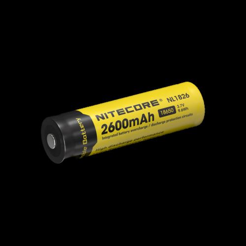 Lithium rechargeable battery li-ion NL1826 18650 pack 2600mah 500 loads-nitecore