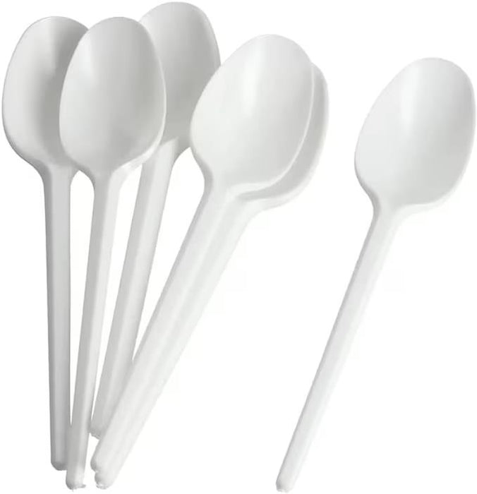 [500 Count] Reusable and Washable White Spoons| Perfect for Parties, Birthdays,