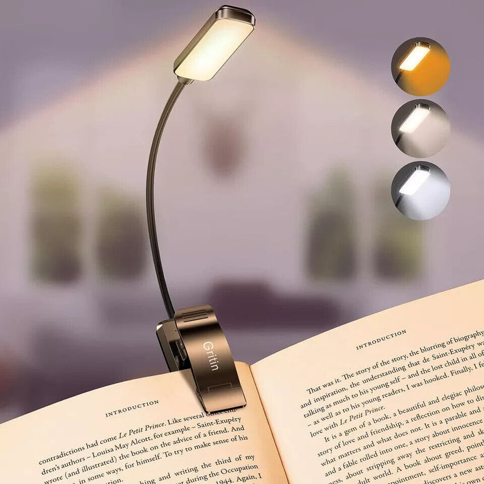 Gritin 9LED Clip on Book Light,3 Eye-Protecting Book Lamp(Warm&Cool White Light)