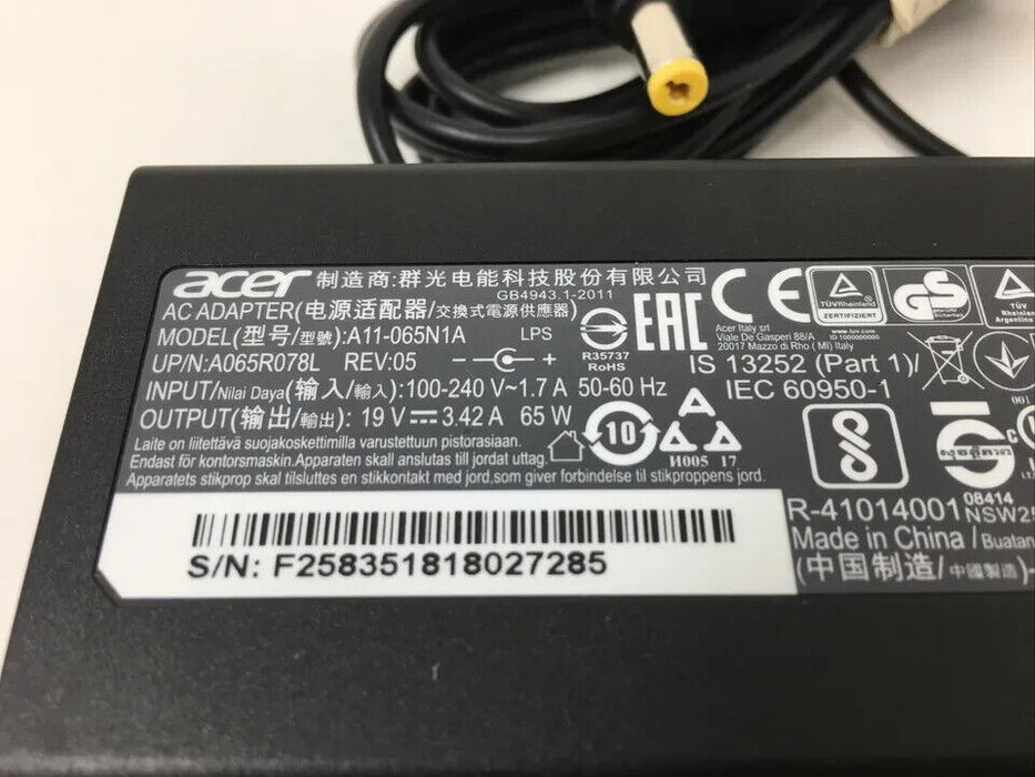 Original Acer Charger - A11-065N1A , 19V 3.42A 65W AC Adapter Charger