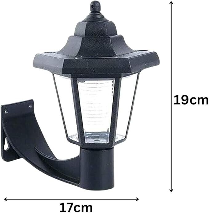 Garden Mile® Set of 2 Victorian Style Solar Powered Wall Lanterns Black Outdoor