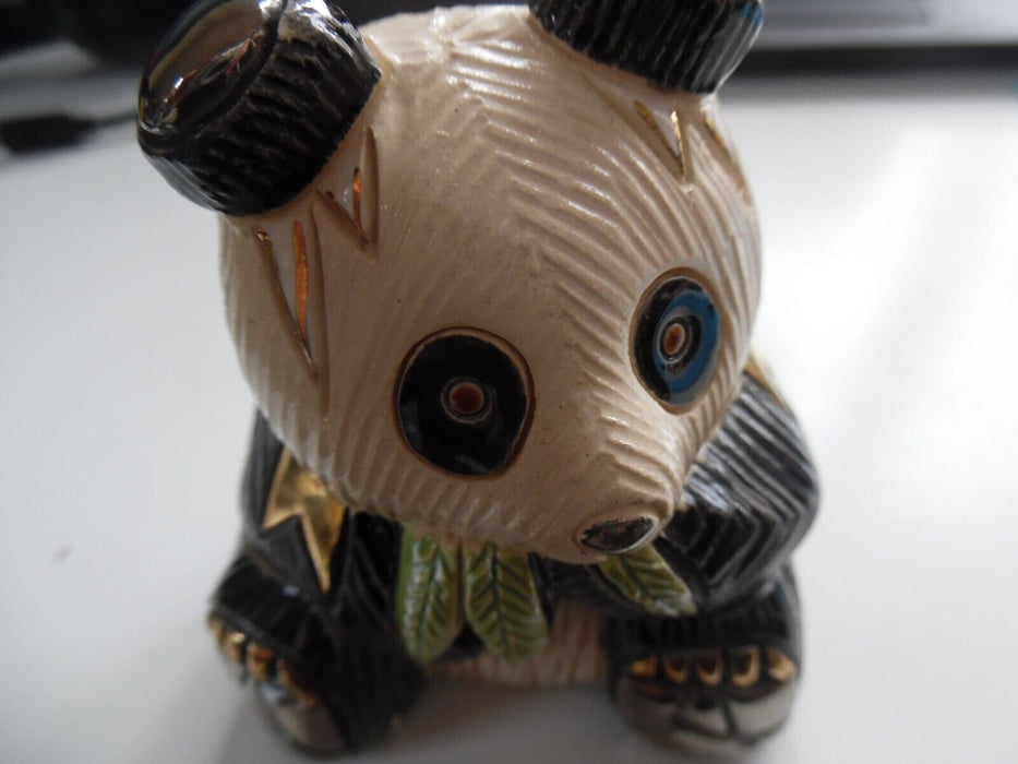 De Rosa Rinconada Handmade Ceramic Gold Trim Adorable PANDA Figurine, Uruguay