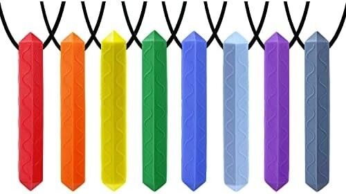 Sensory Chew Necklace by GNAWRISHING, 8 Pack Diamond Chew Necklaces for Sensory