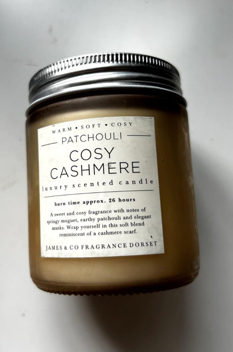 Cosy Cashmere Patchouli Scented Candle 26hr Burn Time Warm, Soft, Cosy