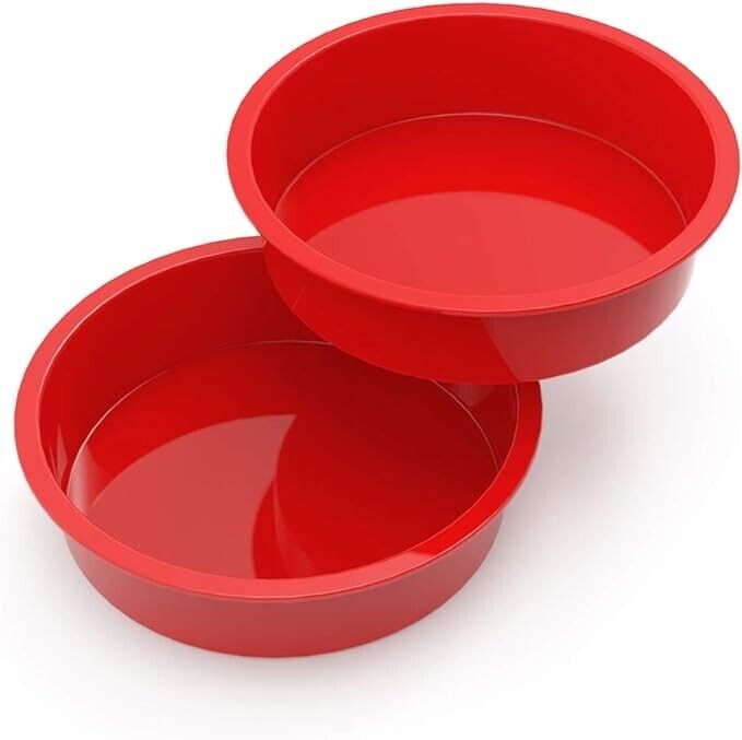 SILIVO Silicone Cake Tins for Baking, 2 Pcs 8 Inch Round Cake Tin, Nonstick 20cm