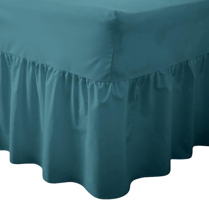 Comfy Nights Plain Dyed Polycotton Easy Care Valance Fitted Sheet Double Teal