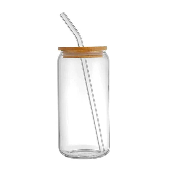 1pcs  18oz Glass Cups with Bamboo Lids and Straws for Coffee Household Bar