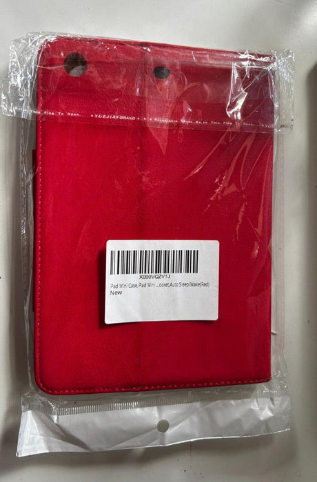 iPad Mini Faux Leather Red Case Front Pocket Auto Sleep/Wake