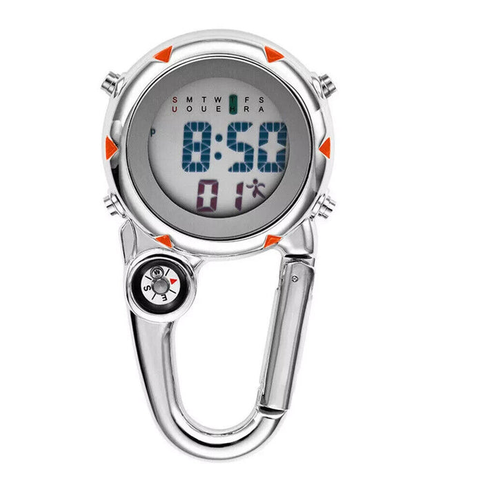 Multifunctional Alloy Clip On Band Carabiner Digital Watch Luminous For Hiker