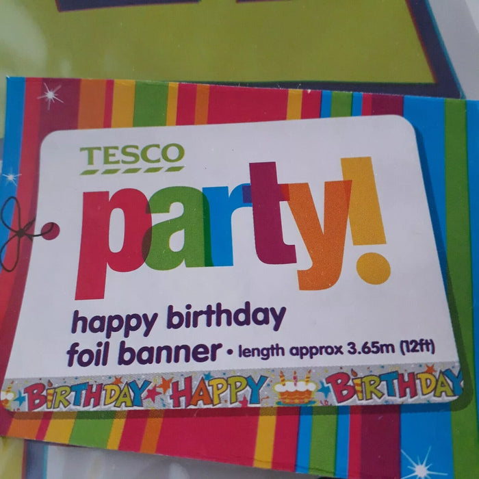 5 x Tesco Happy Birthday Foil Banner 12ft Each