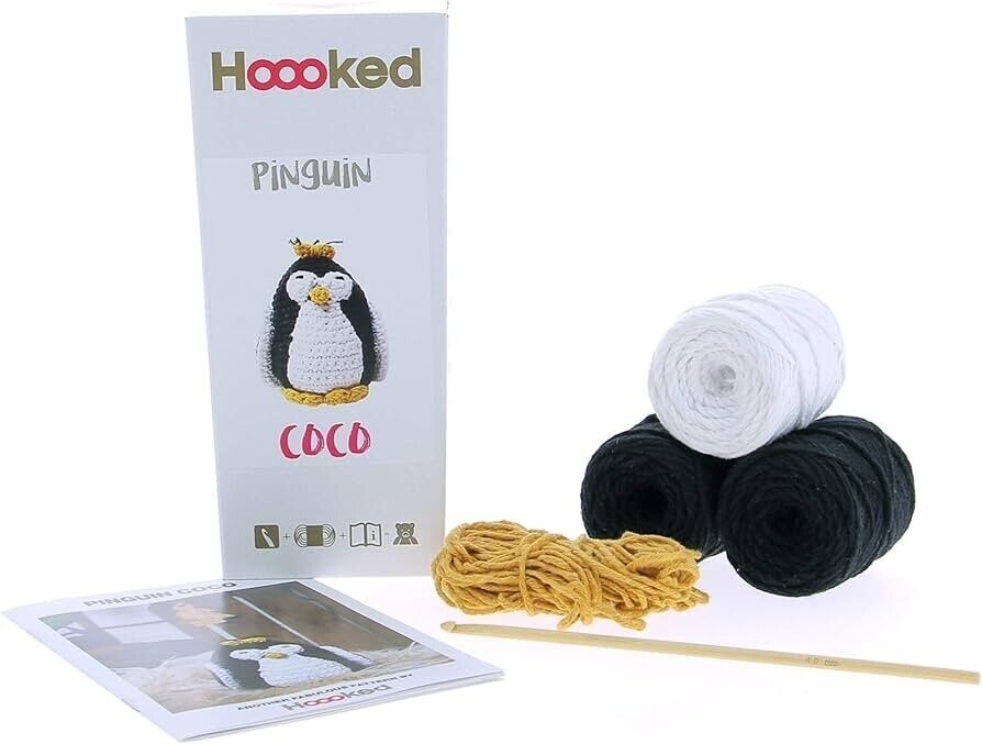 Hoooked DIY Crochet Kit Penguin Coco Eco Barbante - Noir/Lotus