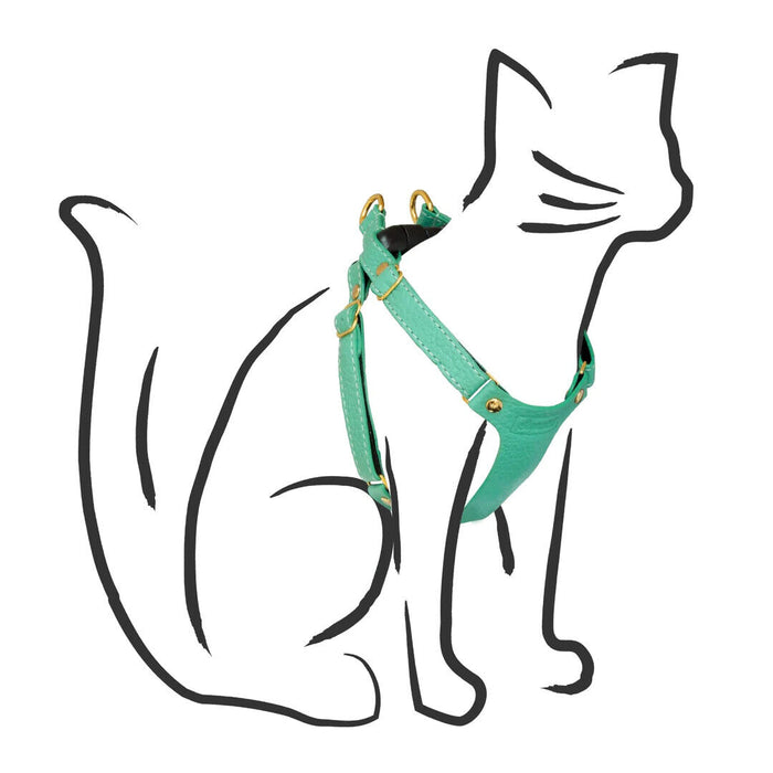 The Supakit Cat Harness Style — Mint Green / Leather - Small