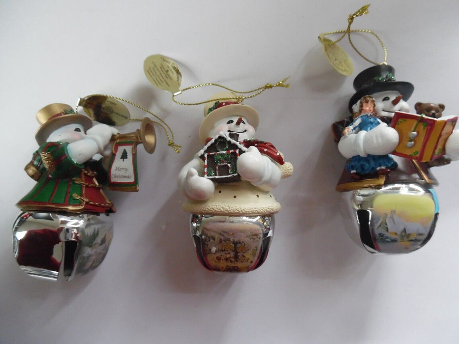 set of 3 christmas tree snowmen ornaments