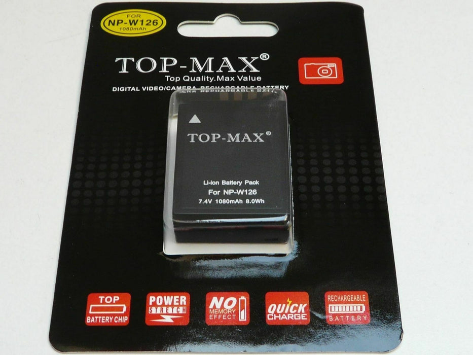 Top-Max 1080 mAh NP-W126 Camera Li-ion Battery for FinePix HS30EXR
