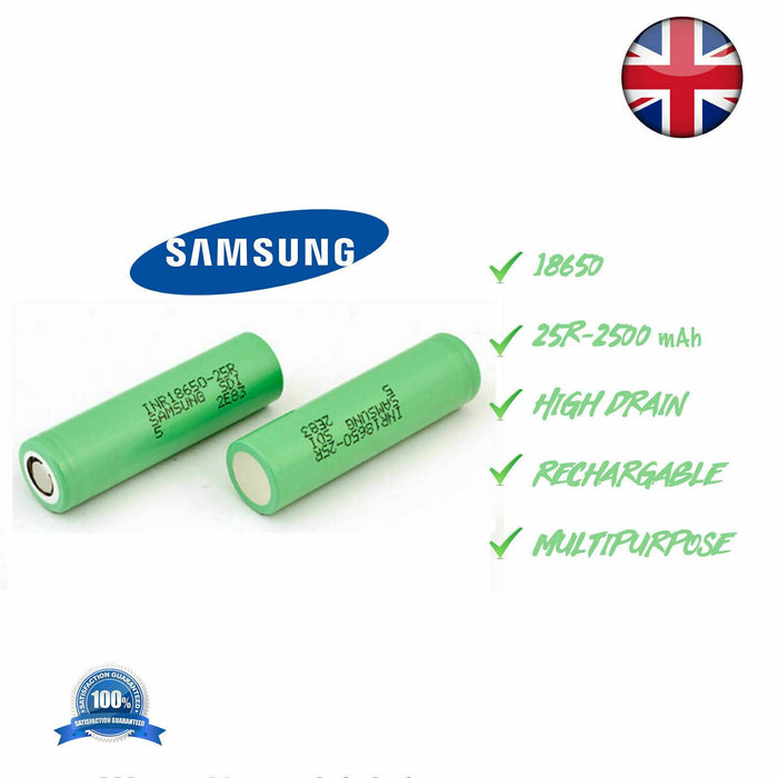 Samsung 25R INR 2500mah Battery Rechargeable Battery Flat Top For Vaping Mods
