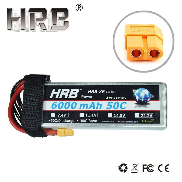 HRB 22.2V RC Lipo Battery  6000mAh 50C XT90 for Car Truck Helicopter planes