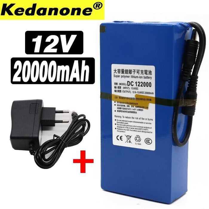 Super Rechargeable Portable Lithium-ion Battery DC 12V 20000mAh With EU Plug 12.