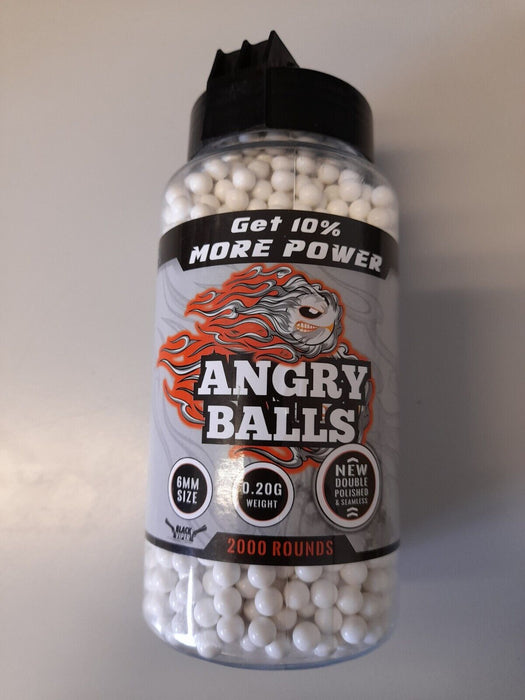 Angry Ball 2000 White 6mm X 0.15g BB Pellets In Speed Loader Pot