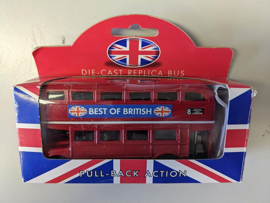 Die Cast Replica London Double Decker Red Bus Model with Pull Back Action