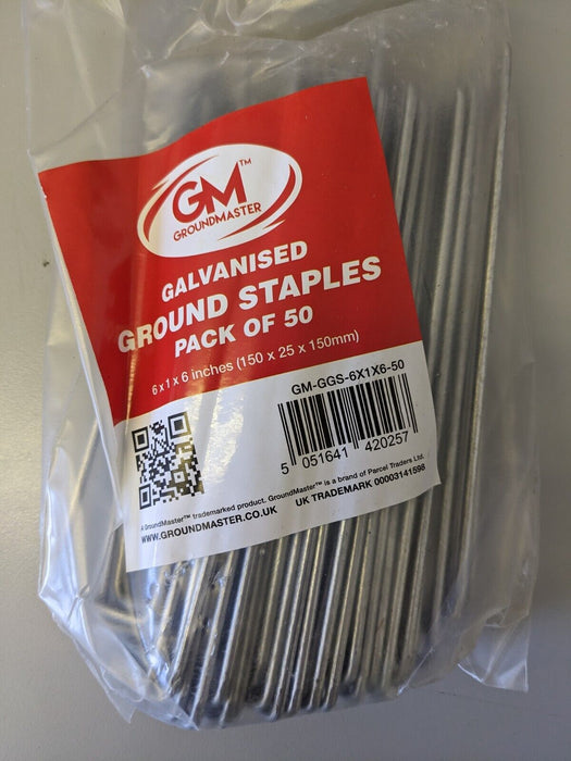 Galvanised 6 Inch Ground staples by Groundmaster Pack of 50