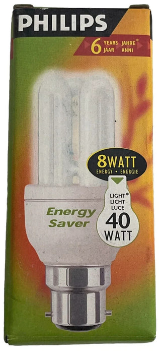 PHILLIPS Genie Energy Saver Bulb 8 WATT Energy to 40 WATT Light NEW Bayonet