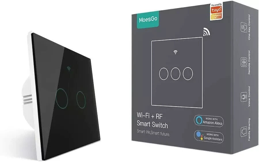 MoesGo WiFi and RF SINGLE GANG Smart Switch WHITE works with Alexa and Google