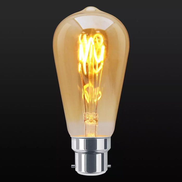 Vintage LED 2W Edison Style ST58 Teardrop Spiral Filament Light Bulb B22