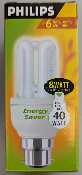 Philips 8 Watt Bulb - 40 Watt Light - Energy Saver - B22