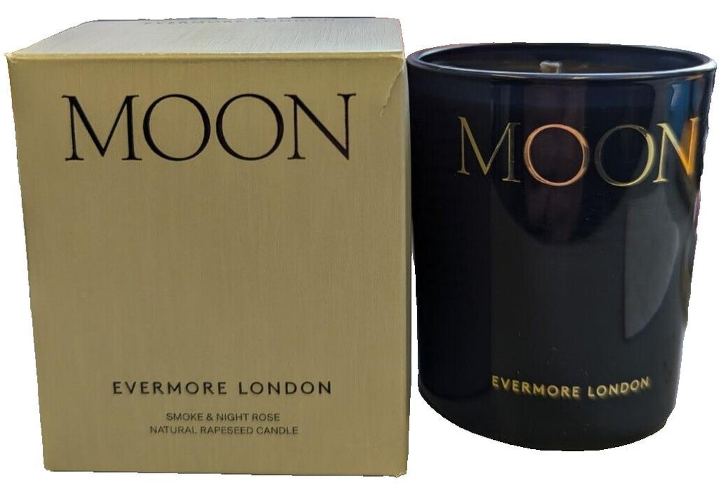 Evermore London MOON - Smoke & Night Rose Natural Rapeseed Candle - 145G