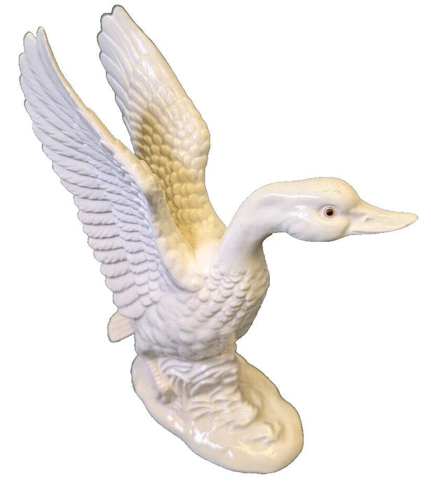 Flying Duck Ceramic Statue - White