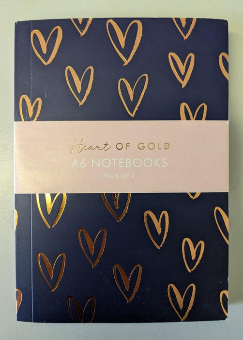 Heart of Gold pack of 2 A6 Notebooks