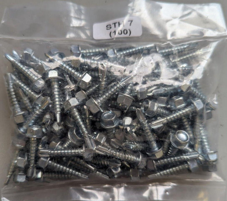 Pack of 100 Self Drilling Tapping Screw Hex Head - 1 Inch