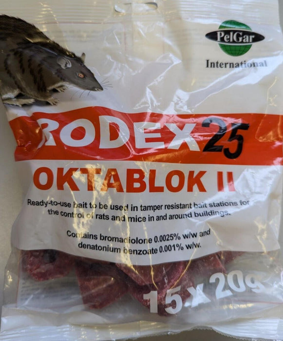 Rodex25 Oktablok Rat & Mouse Poison Bait Blocks