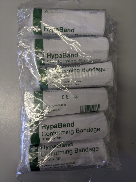 HypaBand First Aid Lightweight Conforming Bandage 10cm x 4m - Pack of 6