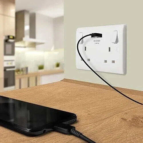 BG Electrical 8223u Double Switched 13 A Fast Charging Power Socket with Two USB