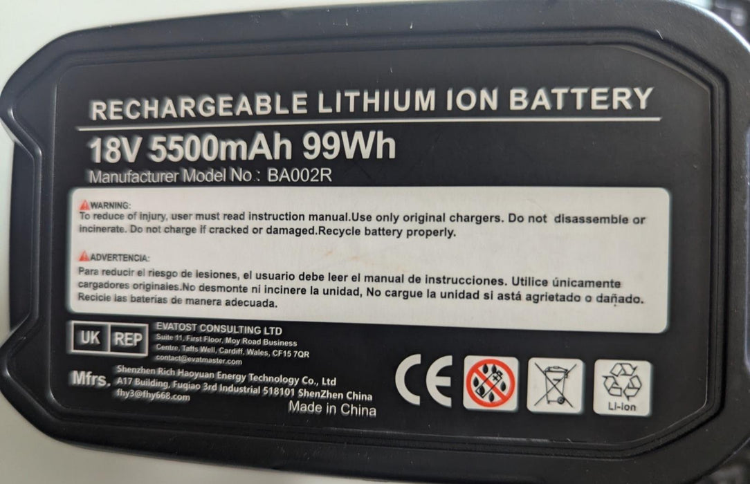 Drill Battery 18v 5.5Ah FOR Ryobi Multi USE all Ryobi tools 18 volt P108
