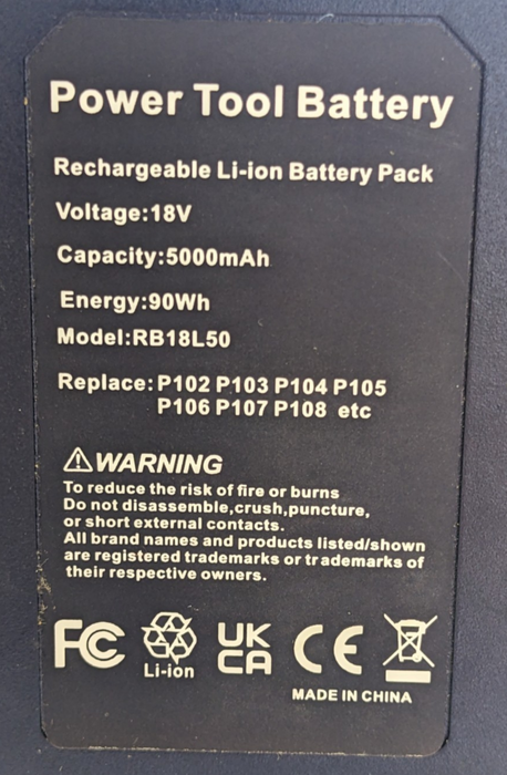 Replacement RB18L50 18V 6.0Ah Li-ion Battery for Ryobi