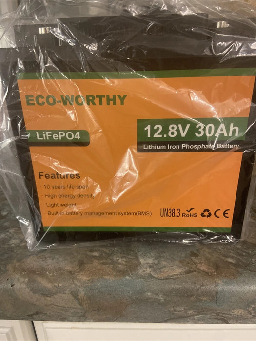 ECO-WORTHY 12V 30AH LiFePO4 Battery, Rechargeable  4000+ Deep cycle battery New