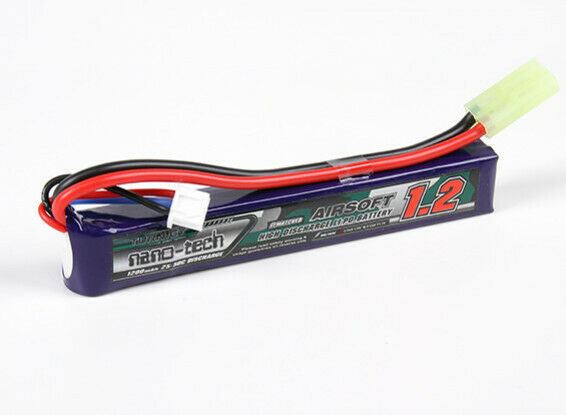 TURNIGY NANO-TECH BATTERY 1200 MAH 2S 25-50C LIPO 7.4 V AIRSOFT SOFT AIR.
