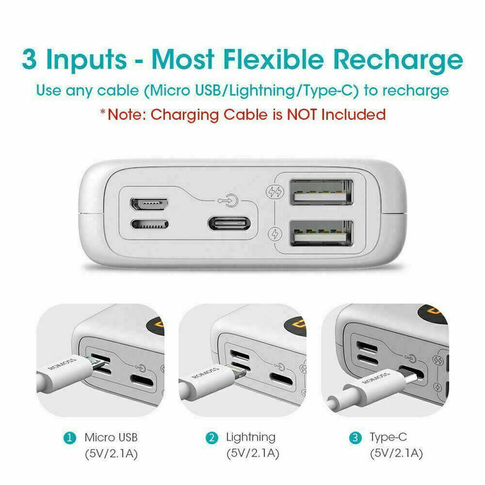 ROMOSS Digital Portable Dual USB Portable Battery Charger LED for Mobile Phone