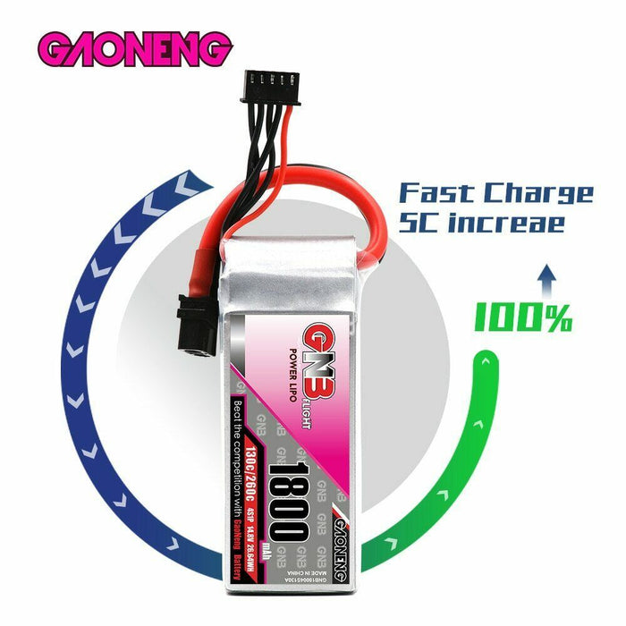 Gaoneng GNB 14.8V 1800mAh 130C 4S Lipo Battery XT60U-F Plug for RC Model