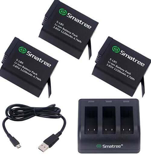 Smatree Battery (3-Pack) With 3-Channel Charger for Gopro Hero 4