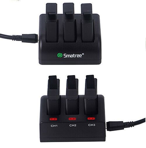 Smatree Battery (3-Pack) With 3-Channel Charger for Gopro Hero 4