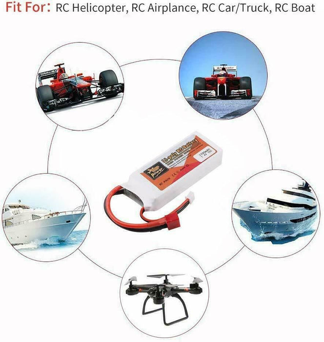 ZOP Power 2200mAh 7.4V 35C 2S LiPo Battery T Plug for RC Car Airplane Helicopter