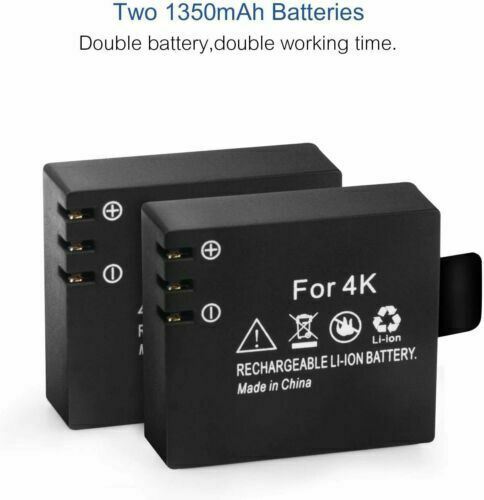 Crosstour Action Camera Battery Dual Rechargeable Batteries USB Charger DC10