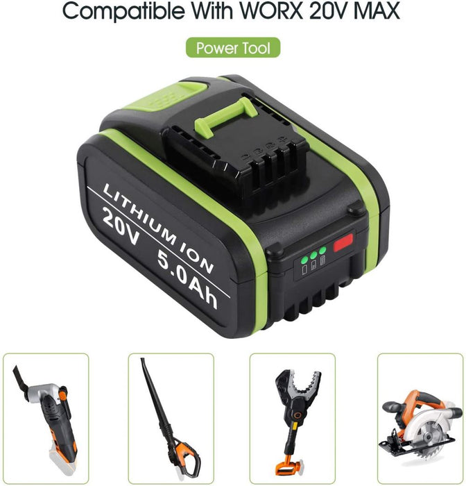 Jialitt 20V 5.0Ah Replacement Battery for Worx WA3551 WA3551.1 WA3553...